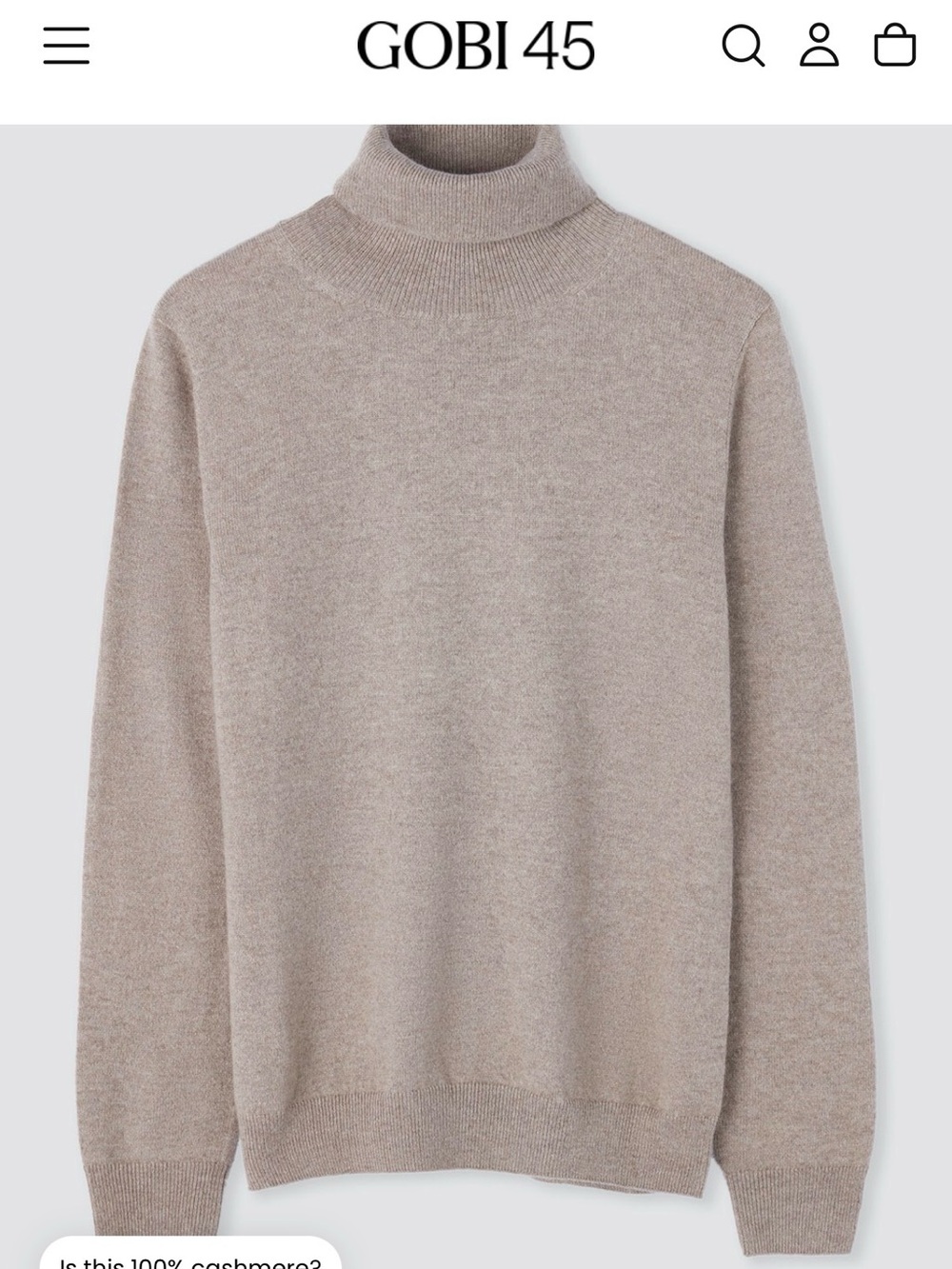 Gobi sustainable cashmere brown turtleneck sweater - brand new